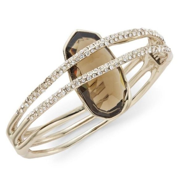 NEW Alexis Bittar Smoky Quartz Hinged Bangle - Picture 1 of 5